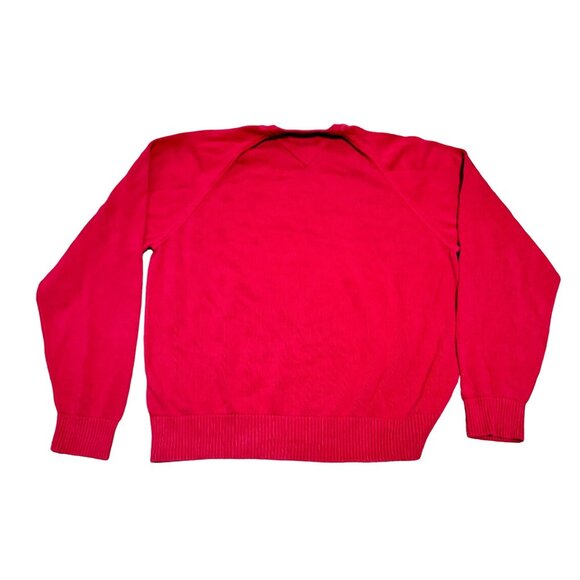 VTG TOMMY HILFIGER Y2K SWEATER SIZE XL RED BASIC CREW NECK COTTON MENS - Picture 4 of 4